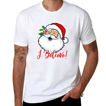 Inanıyorum Santa Noel Pijama Erkek Kız Çocuklar T-Shirt t-shirt erkek t shirt erkek artı boyutu t shirt Kısa kollu tee erkekler