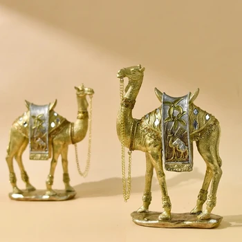 Işık lüks sanat altın deve heykel iç dekor ev ofis oturma odası masaüstü hayvan süslemeleri el sanatları reçine süsler