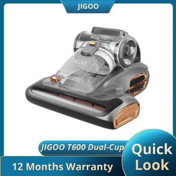 JIGOO T600 çift-fincan akıllı Mite temizleyici, aroma-difüzör sistemi, 700 W 15KPa emme UV ışık ultrasonik teknoloji 99.99 % akarları kaldırma