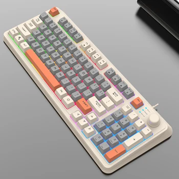 K82 mekanik klavye RGB ışık oyun Tuş Takımı USB portu aydınlık klavye 94 Tuşları Çalışırken değiştirilebilir Klavye PC Tablet için Masaüstü