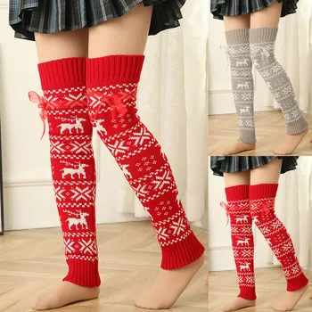 Kadın Noel geyiği Diz üstü Çorap Kravat Çorap file çoraplar uzun boylu