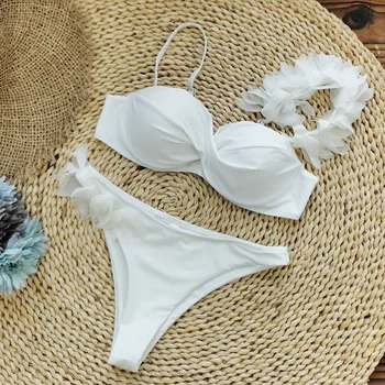 Kadınlar Katı Yüksek Kesim Mayo Mayo Yaz Plaj Kıyafeti Kadın Düşük Bel Beyaz Mayo Biquini Seksi bikini seti