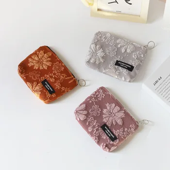 Kadınlar Sevimli bozuk para cüzdanı Jakarlı Kumaş Mini Kılıfı Taşınabilir Değişim Çanta Kore Tarzı Çiçek Bozuk para çantaları Kredi Kartı Tuşları Cüzdan