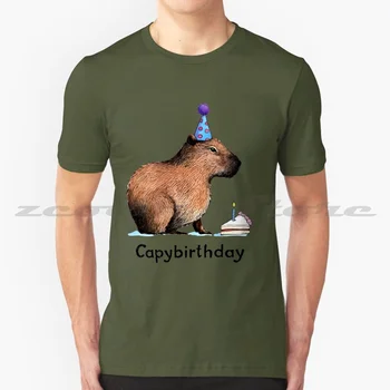 Kapibara Mutlu Yıllar T-Shirt %100 % Pamuk Rahat Yüksek Kaliteli Carpincho Oturan Kapibara Sevimli Kapibara Sevimli Kapibara