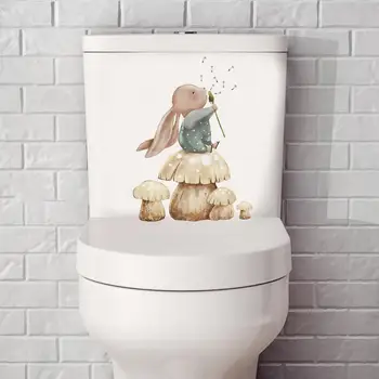 Karahindiba Tuvalet Sticker Güçlü Yapışkanlı Tuvalet Sticker Canlı Uzun ömürlü Sevimli Tavşan Tuvalet Sticker Ev için Güçlü Yapıştırıcı