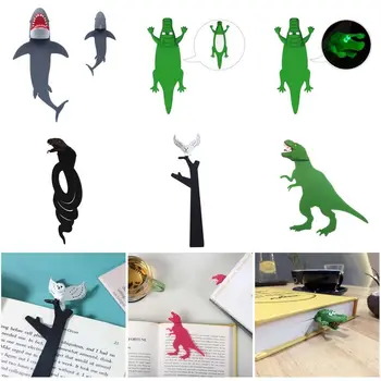 Kawaii Karikatür 3D Stereo Imi PVC Işaretleyici kitap klipsi Köpekbalığı Timsah Sayfa Imi Çocuklar Hediyeler Okul Kırtasiye Malzemeleri