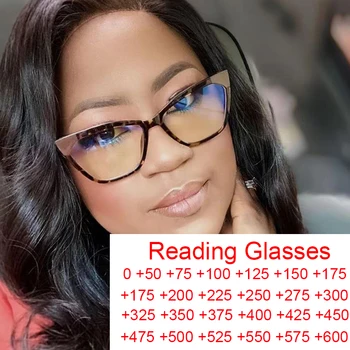Kedi Gözü Moda Anti mavi ışık okuma gözlüğü Kadınlar Lüks Marka gözlük çerçeveleri Şeffaf Lens Reçete Eksi Gözlük-2