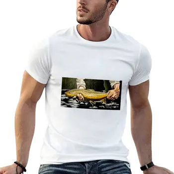 Kuzey Platte Kahverengi Alabalık Boyama T-Shirt boş t shirt düz tişört erkek düz t shirt