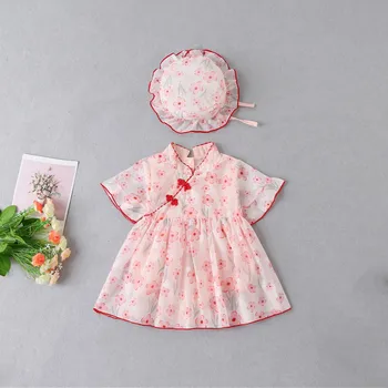 Kızın Yaz Çiçek Kısa Kollu Elbiseler Bebek Kap Çocuklar 1 Parça Sundress rahat elbise 1 İla 2 Yıl İthal Elbiseler