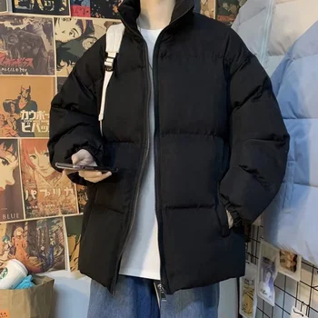 Kış yeni stil erkek pamuk ceket Kore versiyonu gevşek boy standı yaka kalınlaşmış sıcak rahat kapitone ceket