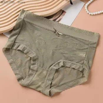 L-XLWomen İç Çamaşırı Pantolon Seksi Dantel Külot Artı Boyutu Moda Katı Kız Külot Orta Bel Dikişsiz Külot Kadın İç Çamaşırı