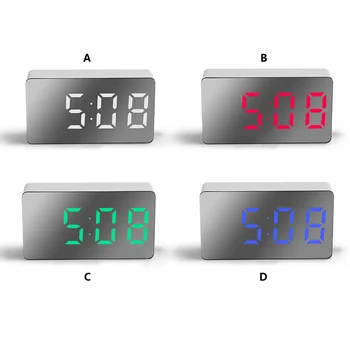 LED aynalı masa Saati dijital alarmlı saat Erteleme Ekran Zaman gece ışıkları masaüstü USB Saatler Dijital Ev Dekor Çocuklar için Hediyeler