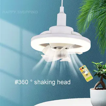 LED fan ışık 360° dönme tavan lambası E27 vantilatör lambası uzaktan Kumanda soğutma Fanı karartma aydınlatma oturma odası için
