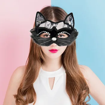 Lüks Moda Seksi Siyah Dantel Kedi Gözü Cadılar Bayramı Venedik Masquerade süslü elbise Aksesuarları Parti Maskesi Kedi Maskesi