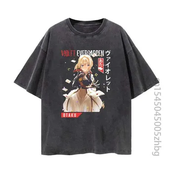 Menekşe Evergarden Anime Kadın Gömlek Streetwear Harajuku Vintage Sıkıntılı Tshirt Manga grafikli tişört Erkekler Tees Tops