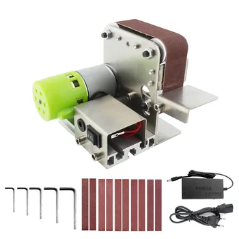 Mini zımpara kayışı tezgahı Elektrikli Zımpara Parlatma Taşlama Makinesi 7 Değişken Hız 10 zımpara kayışı Ahşap Parlatma için Akrilik