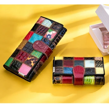 Newsbirds Moda kadın deri cüzdan Renkli Kadın el çantası Hakiki deri cüzdan İle Kadınlar İçin kart tutucu