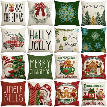 Noel Dekorasyon Keten Desen Ayı Çerez Resimleri kanepe yastığı Kapakları Yastık Kapakları Ev Dekor Parti Araba Yatak