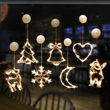 Noel led lamba Kar Tanesi Santa Asılı Enayi Lamba Pencere Süsleri Dekorasyon Ev için Xmas Navidad 2023 Yeni Yıl Dekor