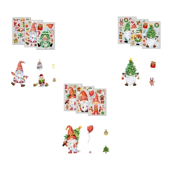 Noel Pencere Tutunur Çıkartmalar Set Çift Taraflı Görünür Cüce Sticker Tatil Dekorasyon için