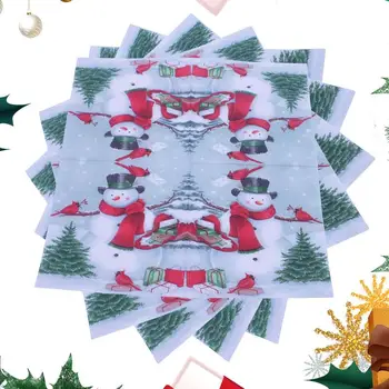 Noel Peçeteler 20 adet / takım Noel Kağıt Peçete Dekoratif Parti Sofra 2 Kat Kardan Adam Desen Kağıt Yemek Peçeteleri