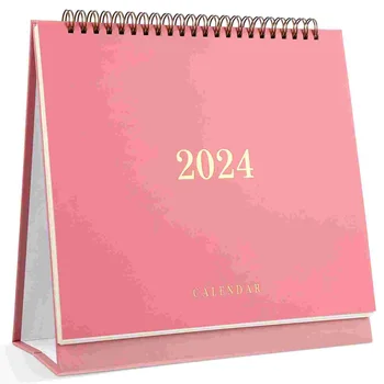 Ocak 2024-Haziran Masa Takvimi Not Blokları Planlayıcısı Aylık Takvim Kalın Kağıt Masa Takvimi (Pembe)