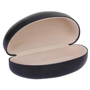 Oval güneş gözlüğü Gözlük PU saklama kutusu Kutusu (Siyah)