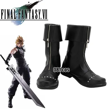 Oyun Final Fantasy 7 FF7 Bulut Strife Cosplay Çizmeler Ayakkabı Siyah erkek ayakkabısı Kostüm Özelleştirilmiş Aksesuarları Cadılar Bayramı parti ayakkabıları