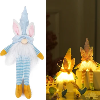 Paskalya tavşanı Gnome bebek ışık ile meçhul peluş parlayan tavşan Gnome çocuk hediye için bahar Tatili paskalya ev gece lambası dekor