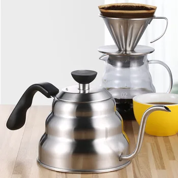 Paslanmaz çelik kahve su ısıtıcısı Termometre Gooseneck İnce Emzik El Damla Üzerine Dökün kahve çay potu Demlik Kahve Aracı