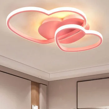Prenses kalp LED Modern tavan ışıkları yüzey kısılabilir çocuk kız odası oturma odası düğün dekor avize peri lambası