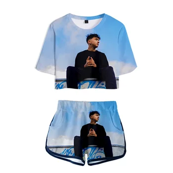 Rahat 3D Baskı Y2K Inoxtag Kısa Kollu Seksi Şort + güzel T-Shirt Çiğ göbek Güzel Kız takım elbise İki Parçalı Set