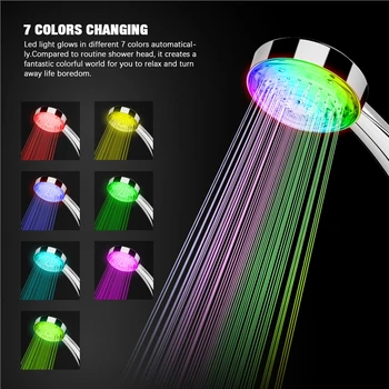 Renk Değiştiren Duş Başlığı led ışık Parlayan Otomatik 7 Renk Değiştirme Otomatik El Su tasarruflu duş Banyo Dekor