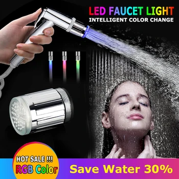 Renkli HİÇBİR Pil LED Su Musluk Dokunun Kafaları Glow LED Su Musluk Glow Sıcaklık Sensörü Ev Mutfak Banyo Araçları