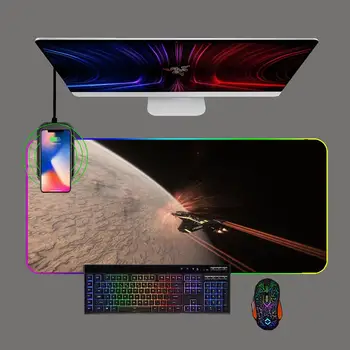 RGB Star Citizen Oyun Büyük Mouse Pad Telefon Kablosuz Şarj XXL Klavye Bilgisayar Ofis Mousepad Kauçuk Anti Kayma sümen