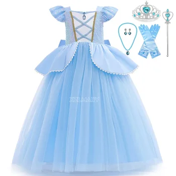 Sofya Kız Prenses Elbise Mor Balo Bebek Kız Fantezi Kıyafetler Toddler Cosplay Çocuklar Noel Partisi Kostüm süslü elbise Up