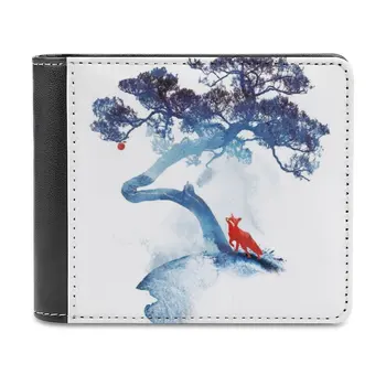 Son Ağaç Moda kredi kartı cüzdanı deri Cüzdan Kişiselleştirilmiş Cüzdan Erkekler Ve Kadınlar İçin Tilki Ağacı Orman Japonya Kırmızı