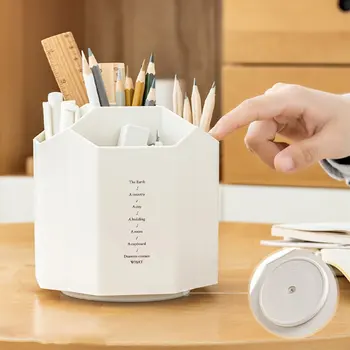 Sıcak 360 ° Dönen Beyaz kalemlik Kalem makyaj fırçası Kova Toz geçirmez Kozmetik saklama kutusu Bölmesi masa üstü organiser