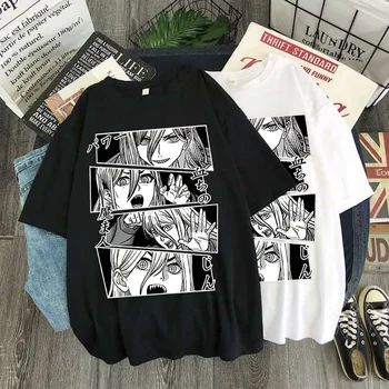 Sıcak Testere Adam MAKİMA japon animesi T Shirt Erkek Manga Grafik Tees Tops Komik Karikatür T-shirt Unisex Hip Hop T-Shirt Erkek
