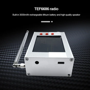 TEF6686 Tüm Bant Radyo Alıcısı Teleskopik Anten İle Tam Bant Radyo 2 İnç LCD Ekran Alüminyum Alaşım SW MW LW FM AM