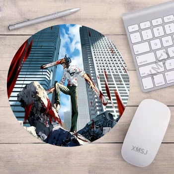 Testere Adam Yuvarlak Mouse Pad 20x20cm Oyun aksesuarları anime fare altlığı PC Oyun Ofis klavye matı Tapis De Souris Oyun Masası