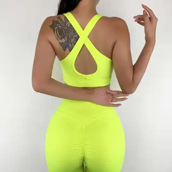 Toptan OEM Yeni Stil Parlak Renk Spor Kadın Yoga Spor Takım Elbise İki Parçalı Egzersiz Tayt Yoga Setleri
