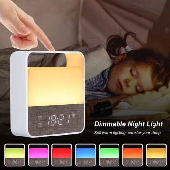 USB şarj edilebilir gece lambası çalar saat karartma sıcak beyaz Başucu Masa lambası Kez ekran 3 alarm uyandırma saati ışık