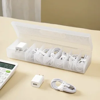 Veri Kablosu saklama kutusu Şeffaf Plastik Veri Hattı Saklama Kabı Masası Kırtasiye Çok Fonksiyonlu Kulaklık