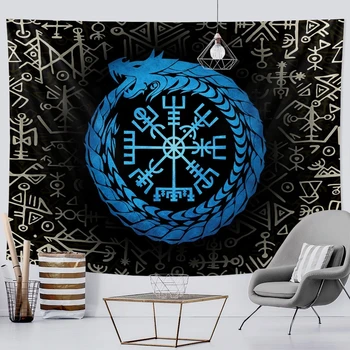 Viking mistik sembol goblen ev dekorasyon goblen psychedelic sahne duvar asılı Bohemian dekorasyon karga kanepe battaniyesi