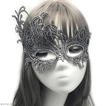 Yarım Yüz Dantel Maske Kadın Kızlar Seksi Tilki Göz Maskeleri Masquerade fantezi parti elbisesi Cosplay Kostüm Venedik Masquerade Maskeleri Gümüş