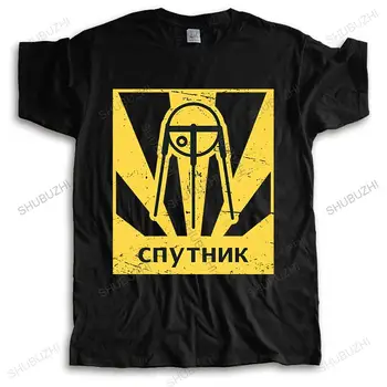 yaz Pamuk Tshirt Erkekler Ekip Boyun serin Üstleri Sputnik-Retro Sovyetler Birliği Posteri kadın unisex tee - shirt casual streetwear tees