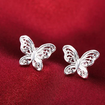 Yeni 925 Ayar Gümüş Küpe Kadınlar için parti Takı zarif kelebek Kulak çıtçıt Yılbaşı Hediyeleri