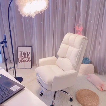 Yeni beyaz oyun sandalyesi Rahat Yumuşak kanepe Sandalye Yatak Odası bilgisayar sandalyesi kızlar canlı oyuncu sandalyesi deri ofis koltuğu mobilya