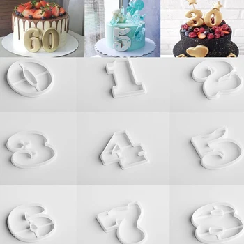 Yeni Büyük Dijital Sayı 0 İla 8 Kek Kalıbı Karikatür Fondan Buzlu Çerez Kesme Kalıp Kek Dekorasyon Araçları Pişirme Bisküvi Kalıp